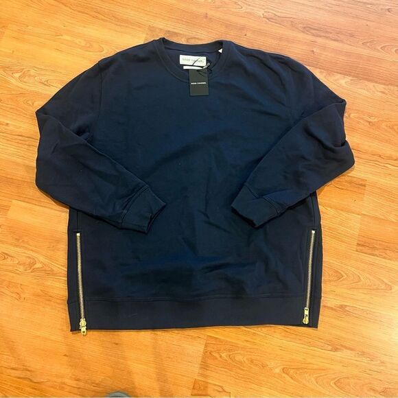 NWT Good Counsel men's king Crewneck sweatshirt with side zip size 2x navy - Picture 6 of 11